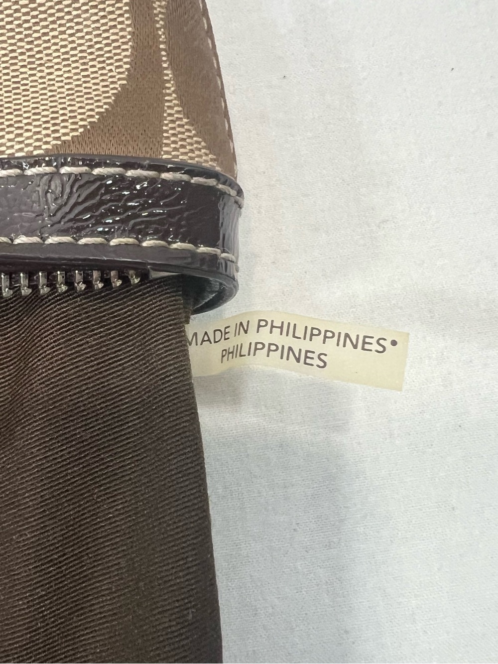 COACH Y2K Signature Canvas W Leather Stripe Tote Bag Purse Brown F19046 - Picture 10 of 13